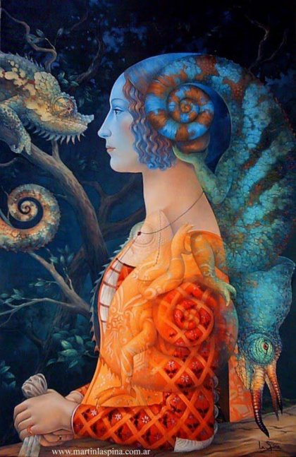 Mujer y camaleón de Martín La Spina